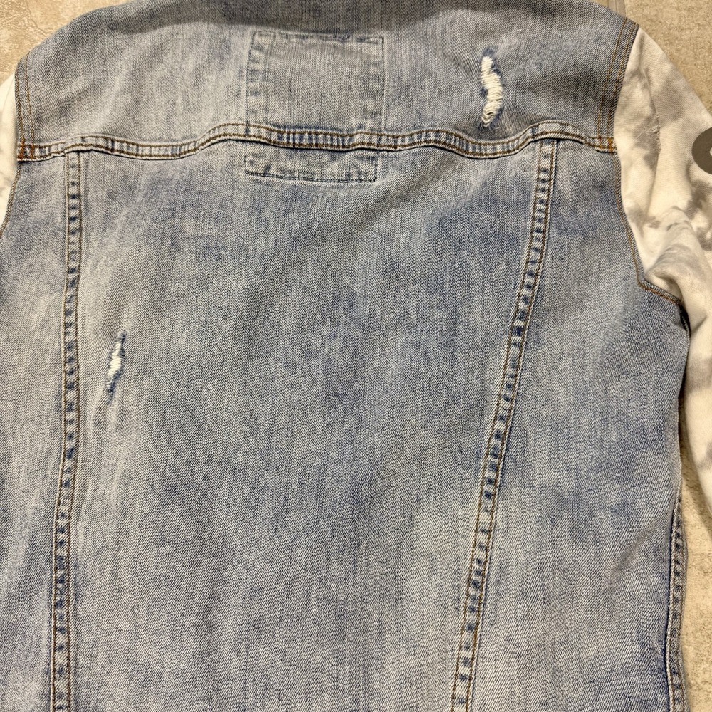 Hollister Denim Jacket Hoodie Women Xs Distressed Y2K Grunge - Picture 9 of 13